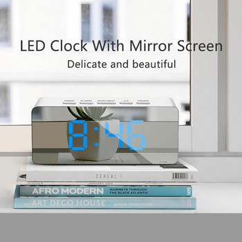 Καθρέφτης LED Ψηφιακό Ξυπνητήρι Φώτα νύχτας Θερμόμετρο Ρολόγια τοίχου Φωτιστικό Τετράγωνο Ορθογώνιο Επιτραπέζιο ρολόι πολλαπλών λειτουργιών USB/AAA