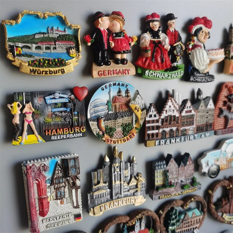 Германия Магнити Берлин Мюнхен Хамбург Щутгарт Франкфурт Кьолнер Бремен Шварцвалд Октоберфест Магнити за хладилник Стикер