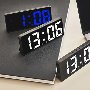 Ψηφιακό ηλεκτρονικό ρολόι LED Οπίσθιος φωτισμός Μεγάλος αριθμός Ξυπνητήρι Θερμοκρασία Ημερολόγιο Τραπέζι κομοδίνο Νυχτερινός Διακόσμηση σπιτιού