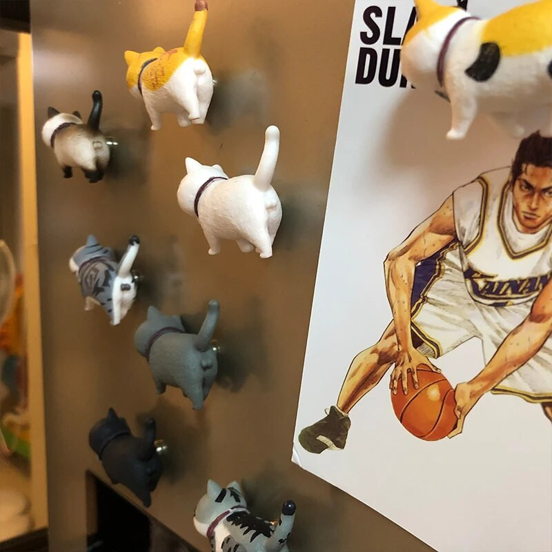 Творческа папийонка Cat Fridge Stick Magnet 3D анимационен котешки магнит Сладък магнитен стик Стик за съобщения Декорация на дома