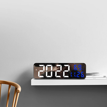 Ψηφιακό ρολόι τοίχου Led Μεγάλη οθόνη Επίτοιχη οθόνη ώρας θερμοκρασίας υγρασίας Ηλεκτρονικό Ξυπνητήρι Διακόσμηση σπιτιού