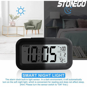 Πολυλειτουργικό ψηφιακό ξυπνητήρι STONEGO 1PC Επιτραπέζιο ρολόι LED οπίσθιου φωτισμού Ψηφιακό ξυπνητήρι Έξυπνο ηλεκτρονικό ρολόι θερμοκρασίας