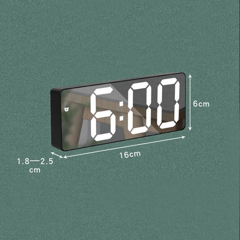 Огледало Цифрова интелигентна аларма Маса Температурен часовник Часовник Гласов контрол Дрямка Нощен режим Анти-смущаване 12/24H Електронен LED часовник
