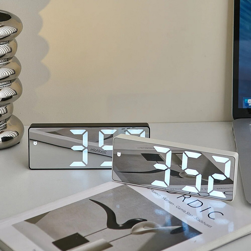 Минимализъм LED дигитален будилник Електронен дигитален будилник Дигитален часовник Настолен часовник Стая Декорация на бюро Изискан домашен декор