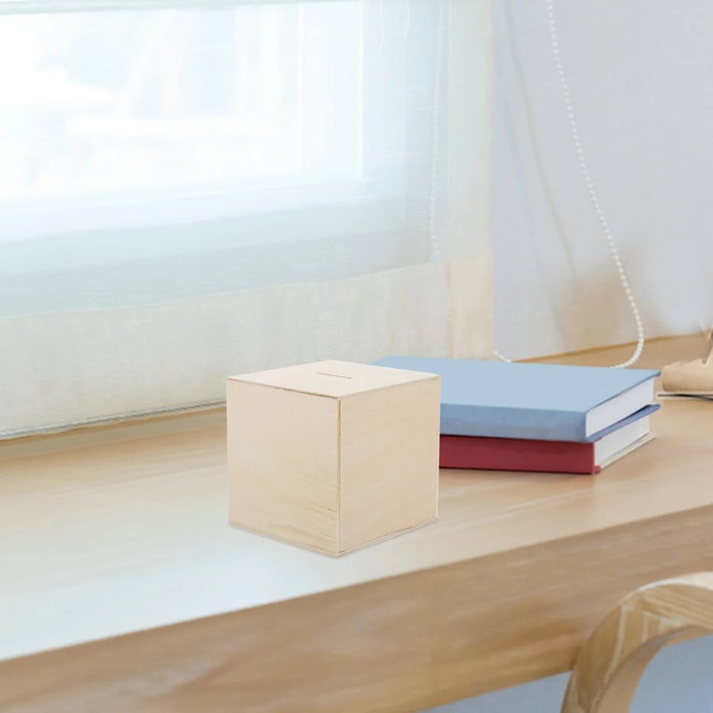 3 бр. Рисувана дървена касичка Детски контейнер за съхранение на пари Дървена кутия за монети Кутия „Направи си сам“ Универсална Многофункционална за спестяване на деца