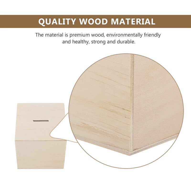 3 бр. Рисувана дървена касичка Детски контейнер за съхранение на пари Дървена кутия за монети Кутия „Направи си сам“ Универсална Многофункционална за спестяване на деца