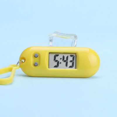 1 db diák Mini elektronikus óra kulcstartó Elektronikus ovális óra Digitális asztali időkijelző óra függő kulcstartó
