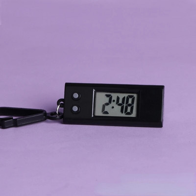 1 db diák Mini elektronikus óra kulcstartó Elektronikus ovális óra Digitális asztali időkijelző óra függő kulcstartó
