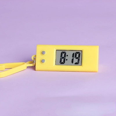 1 db diák Mini elektronikus óra kulcstartó Elektronikus ovális óra Digitális asztali időkijelző óra függő kulcstartó
