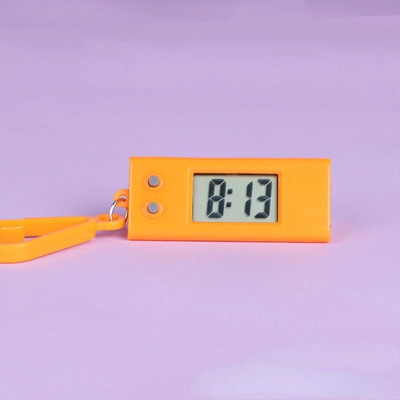1 db diák Mini elektronikus óra kulcstartó Elektronikus ovális óra Digitális asztali időkijelző óra függő kulcstartó