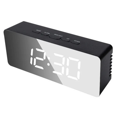 Digitális ébresztőóra dimmer hőmérséklet funkcióval hálószobás irodai utazási elemhez és USB-s LED tükör ébresztőórához