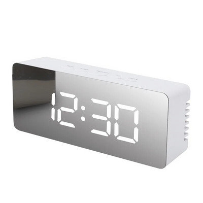 Digitális ébresztőóra dimmer hőmérséklet funkcióval hálószobás irodai utazási elemhez és USB-s LED tükör ébresztőórához