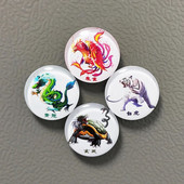 Dia. 30 mm-es ősi kínai isteni fenevad sárkány fehér tigris Suzaku Xuanwu hűtőmágnes FengShui Lucky Home Dekorációs ajándéktárgy