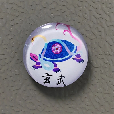 Dia. 30 mm-es ősi kínai isteni fenevad sárkány fehér tigris Suzaku Xuanwu hűtőmágnes FengShui Lucky Home Dekorációs ajándéktárgy