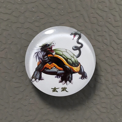 Dia. 30 mm-es ősi kínai isteni fenevad sárkány fehér tigris Suzaku Xuanwu hűtőmágnes FengShui Lucky Home Dekorációs ajándéktárgy