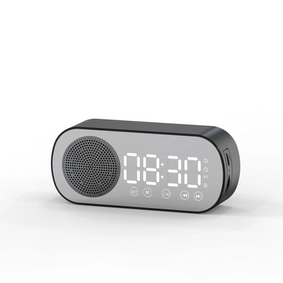 Új asztali hangszóró óra Bluetooth hangszóró FM rádió ébresztőóra HiFi hang HD tükör képernyő támogatás TF kártya Otthon az óra mellett