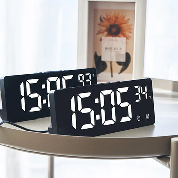Творчески будилник LED цифров електронен часовник Подсветка Нощна светлина Часовник с големи числа Температура Календар Декорации за дома