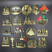 Fém hűtőmágnes 3D sztereó Egyesült Államok Egyiptom Ausztria Spanyolország Dubai Oroszország Sanghaj Makaó Mágneses Hűtőszekrény Matricák Emléktárgy ajándék