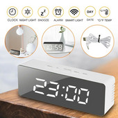 LED tükör asztali óra digitális ébresztő szundi kijelző idő éjszakai fény asztali USB ébresztőóra lakberendezés hálószobába iroda