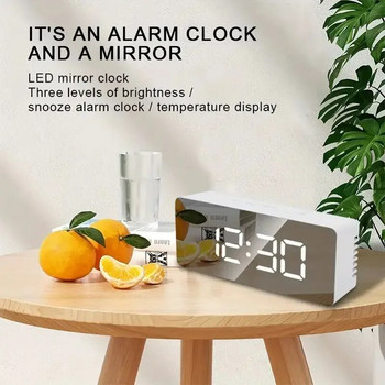 Επιτραπέζιο ρολόι καθρέφτη LED Ψηφιακό ξυπνητήρι Αναβολή Εμφάνιση ώρας Νυχτερινό φως Επιτραπέζιο Ξυπνητήρι USB Διακόσμηση σπιτιού για γραφείο υπνοδωματίου