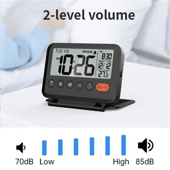 NOKLEAD Домашен сгъваем мини часовник за пътуване Цифров LCD термометър Часовник за пътуване Пътуващ будилник за преносим настолен часовник