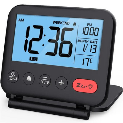 NOKLEAD otthoni összecsukható mini utazóóra digitális LCD hőmérő utazóóra utazó ébresztőóra hordozható asztali órához
