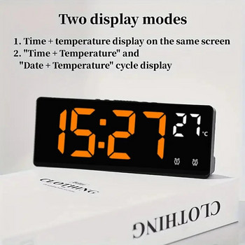 Часовник с голям екран Режим температура/дата Настолен часовник 5 нива на настройка на яркостта Режими на дисплея 12/24H Електронен LED часовник