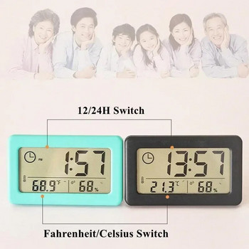 Μίνι ψηφιακό ρολόι θερμοκρασία υγρασία Φορητό ρολόι Ρολόι Θερμόμετρο Υγρόμετρο 12/24 ωρών Ρολόι με μπαταρία Τραπέζι σπιτιού