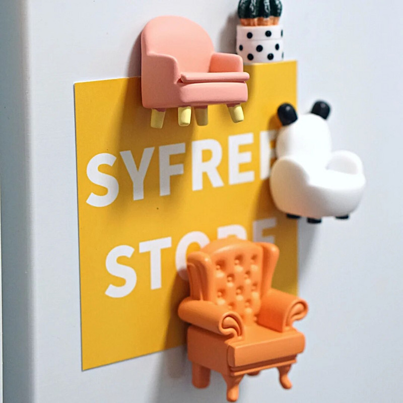 Мини диван Магнити за хладилник Розови декорации за дома Кукла Домакински прибори Снимка Магнитни стикери за кухня и дъска