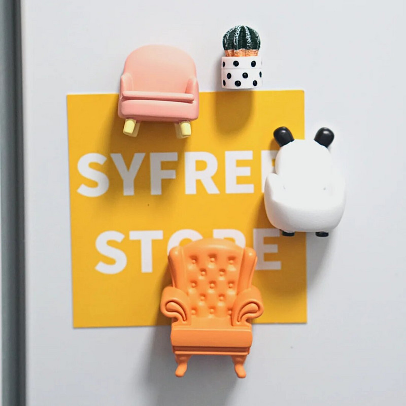 Мини диван Магнити за хладилник Розови декорации за дома Кукла Домакински прибори Снимка Магнитни стикери за кухня и дъска