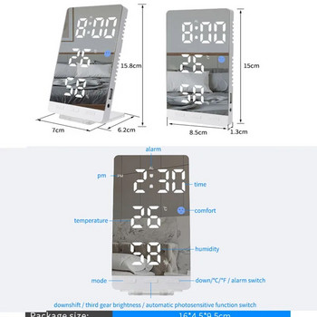 Цифров будилник LED часовник с температура и влажност Настолни часовници за офис, стенен часовник, нощен часовник с USB зарядно
