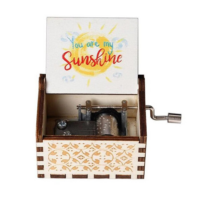 New You Are My Sunshine Music Box Έγχρωμη εκτύπωση Ξύλινη μανιβέλα χειρός Μουσικό κουτί Δώρο γενεθλίων Χριστουγεννιάτικο δώρο του Αγίου Βαλεντίνου
