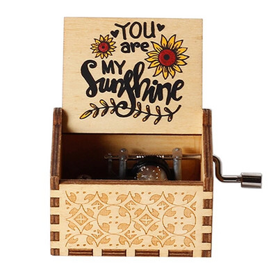 New You Are My Sunshine Music Box Έγχρωμη εκτύπωση Ξύλινη μανιβέλα χειρός Μουσικό κουτί Δώρο γενεθλίων Χριστουγεννιάτικο δώρο του Αγίου Βαλεντίνου