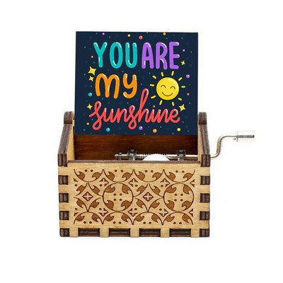 New You Are My Sunshine Music Box Έγχρωμη εκτύπωση Ξύλινη μανιβέλα χειρός Μουσικό κουτί Δώρο γενεθλίων Χριστουγεννιάτικο δώρο του Αγίου Βαλεντίνου