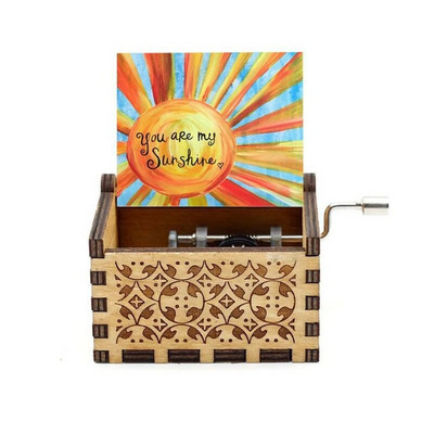New You Are My Sunshine Music Box Έγχρωμη εκτύπωση Ξύλινη μανιβέλα χειρός Μουσικό κουτί Δώρο γενεθλίων Χριστουγεννιάτικο δώρο του Αγίου Βαλεντίνου