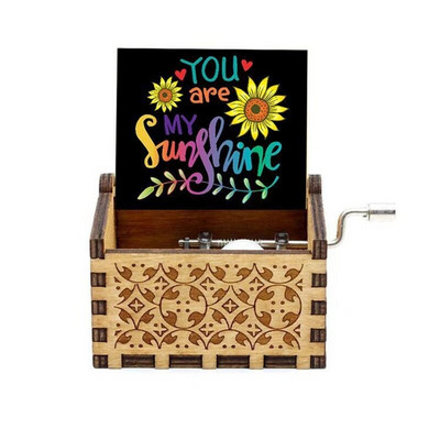 New You Are My Sunshine Music Box Έγχρωμη εκτύπωση Ξύλινη μανιβέλα χειρός Μουσικό κουτί Δώρο γενεθλίων Χριστουγεννιάτικο δώρο του Αγίου Βαλεντίνου