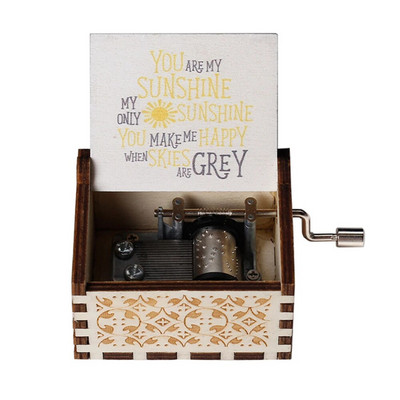 New You Are My Sunshine Music Box Έγχρωμη εκτύπωση Ξύλινη μανιβέλα χειρός Μουσικό κουτί Δώρο γενεθλίων Χριστουγεννιάτικο δώρο του Αγίου Βαλεντίνου