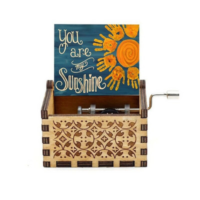 New You Are My Sunshine Music Box Έγχρωμη εκτύπωση Ξύλινη μανιβέλα χειρός Μουσικό κουτί Δώρο γενεθλίων Χριστουγεννιάτικο δώρο του Αγίου Βαλεντίνου