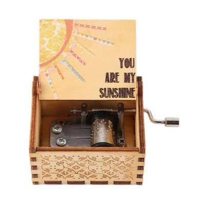 New You Are My Sunshine Music Box Έγχρωμη εκτύπωση Ξύλινη μανιβέλα χειρός Μουσικό κουτί Δώρο γενεθλίων Χριστουγεννιάτικο δώρο του Αγίου Βαλεντίνου