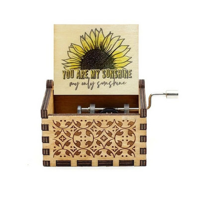 New You Are My Sunshine Music Box Έγχρωμη εκτύπωση Ξύλινη μανιβέλα χειρός Μουσικό κουτί Δώρο γενεθλίων Χριστουγεννιάτικο δώρο του Αγίου Βαλεντίνου