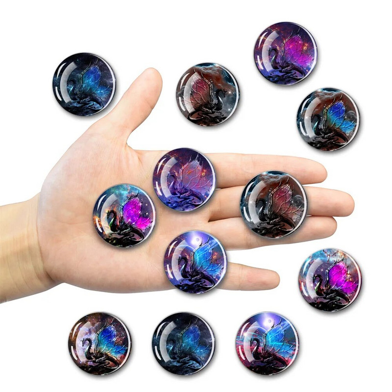 Звездно небе Дракон Магнит за хладилник Фентъзи крило Летящ дракон Стъклен купол Магнити Стикери за хладилник Арт Начало Декор Подаръци