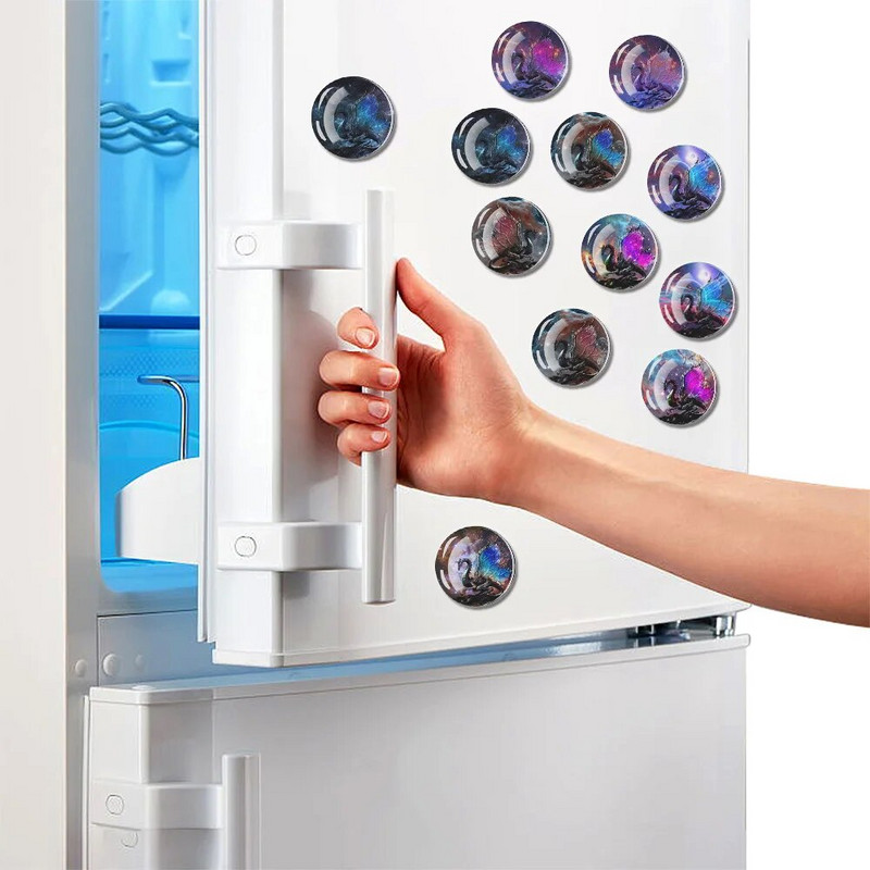 Звездно небе Дракон Магнит за хладилник Фентъзи крило Летящ дракон Стъклен купол Магнити Стикери за хладилник Арт Начало Декор Подаръци