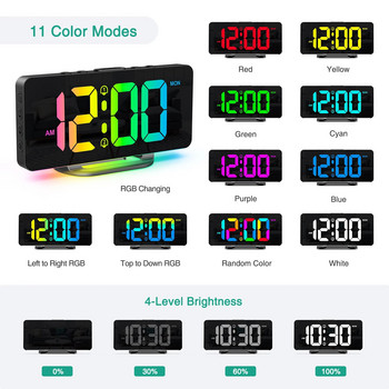 ORIA Цифров будилник RGB LED Цифрови часовници Цветни часовници с атмосферна нощна светлина за домашен офис Най-добрите подаръци