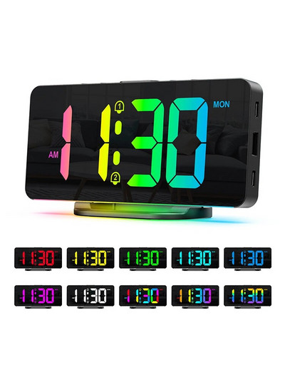 Ψηφιακό Ξυπνητήρι ORIA Ψηφιακά ρολόγια LED RGB Πολύχρωμα ρολόγια με νυχτερινό φως ατμόσφαιρας για τα καλύτερα δώρα στο γραφείο στο σπίτι