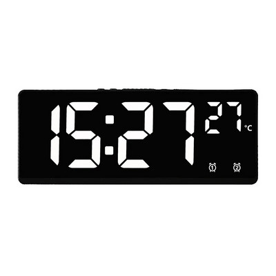 Hangvezérlés Digitális ébresztőóra hőmérséklet kettős ébresztő szundi Asztali óra háttérvilágítással 12/24 órás LED-es óra