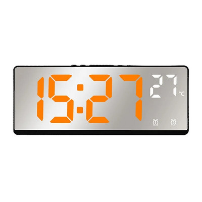 Hangvezérlés Digitális ébresztőóra hőmérséklet kettős ébresztő szundi Asztali óra háttérvilágítással 12/24 órás LED-es óra