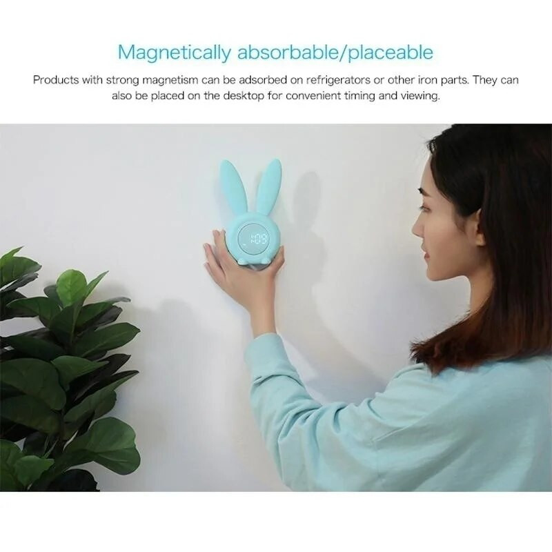 Анимационен LED цифров будилник Електронен LED дисплей Управление на звука Заешка нощна лампа Настолен акумулаторен часовник