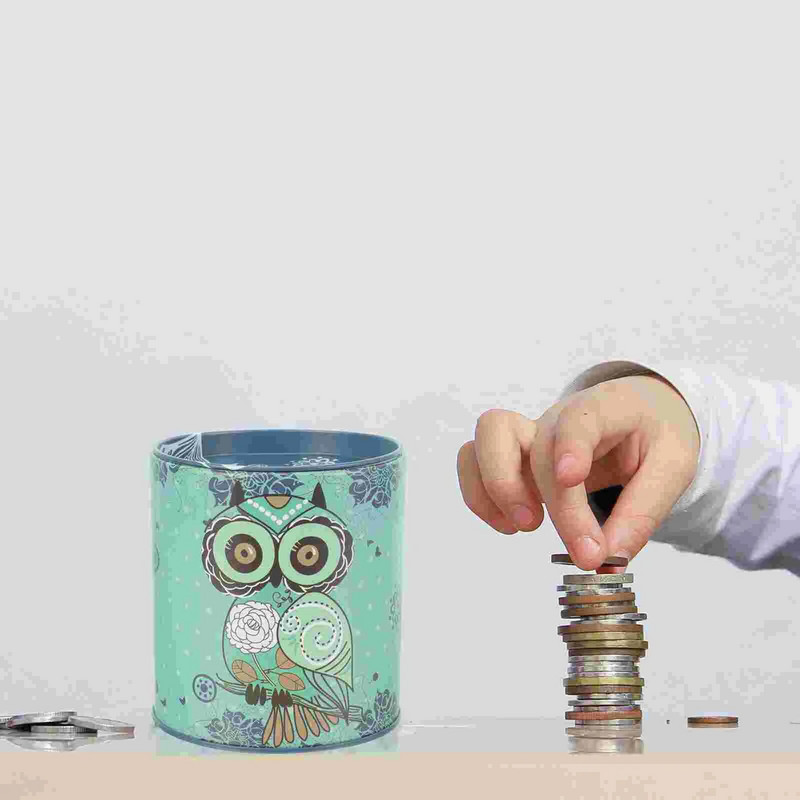 Касичка с бухал Малък буркан с пари с голям капацитет Банки за деца Анимационни метални детски монети