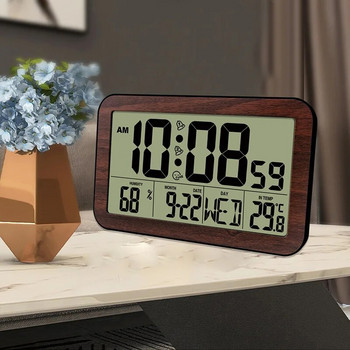 Ψηφιακά Ξυπνητήρια Πολυλειτουργικής Μεγάλης Οθόνης LCD με Θερμόμετρο Υγρόμετρο Ρολόι τοίχου Διακόσμηση σπιτιού Reloj de pared