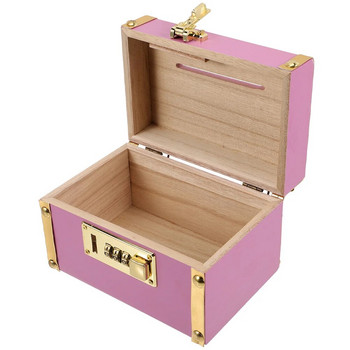 Дървена касичка Изящна многофункционална практична декоративна кутия Касичка Малък сандък Дървена кутия Контейнер за монети Банки за спестяване
